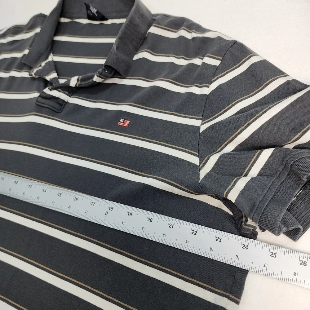 Polo Jeans Co Striped Polo Shirt Mens XXL Grey Vintage 90s Streetwear Golf Retro - Picture 3 of 10